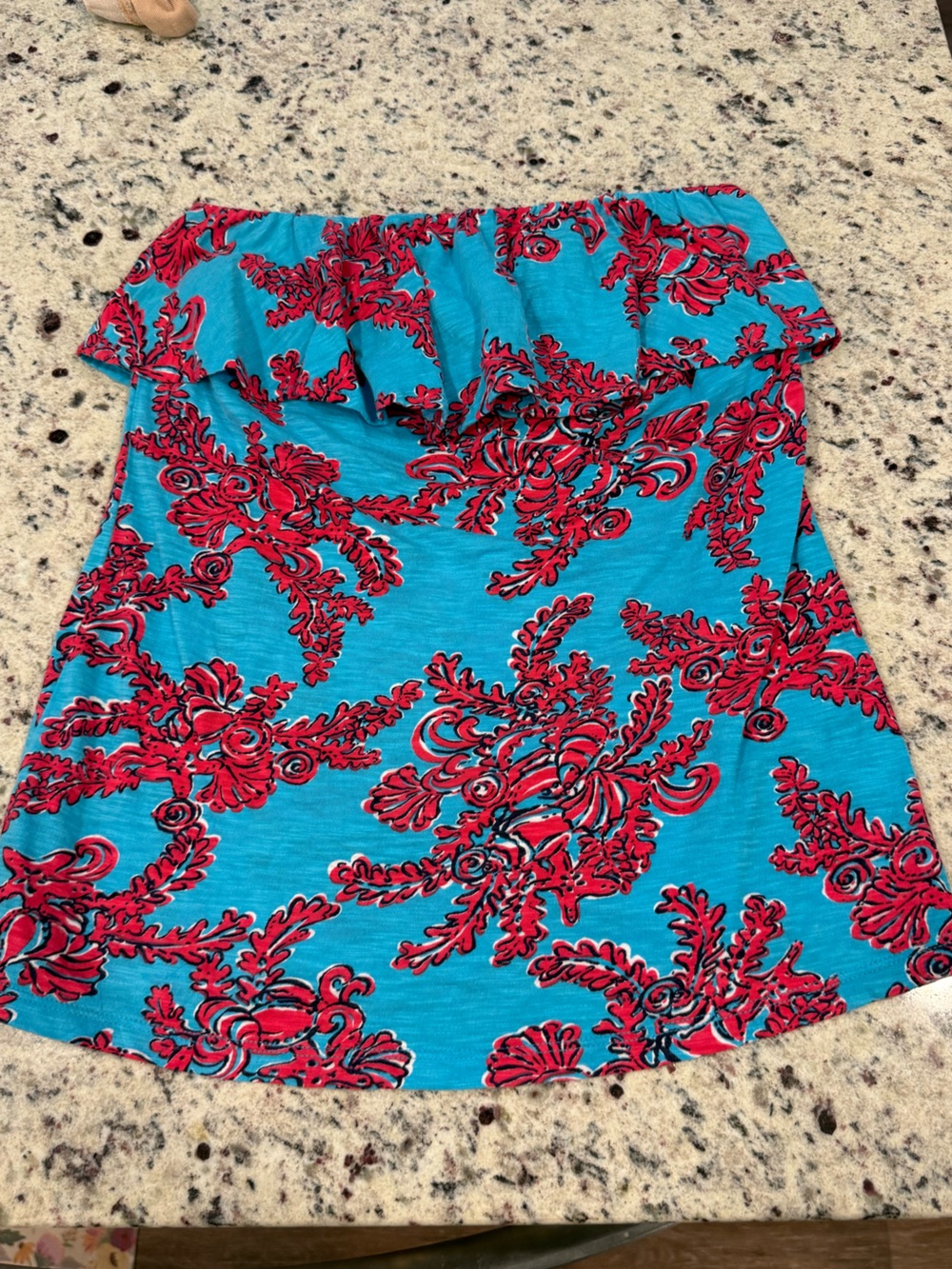 Lilly Pulitzer Turquoise & Red Floral Top